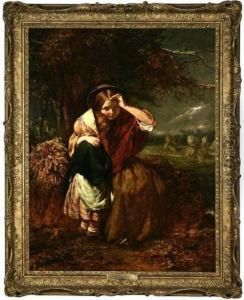 Two Young Girls Beneath A Tree by Paul Falconer Poole