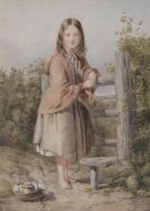 Full Length Portrait Of A Young Girl, Watercolour