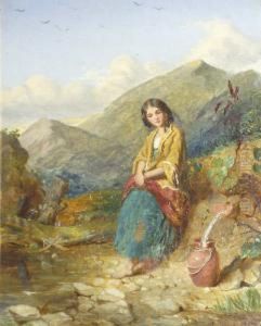R.a., R.i. "at The Well" Signed
 And Dated "1850", Also Inscribed With The Title Of The Work, The 
Artist's Name And The Date On The Mount by Paul Falconer Poole