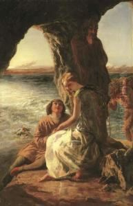 Ferdinand Declaring His Love For
Miranda; Side Panel Of A Triptych Showing Scenes From 'the Tempest' by Paul Falconer Poole