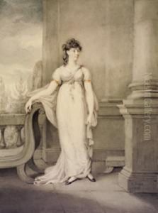 Portrait Of A Lady Standing On A Terrace