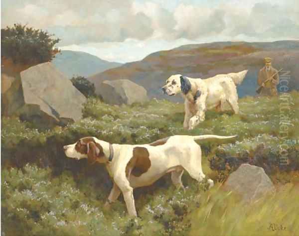 An English setter and a pointer - view 1