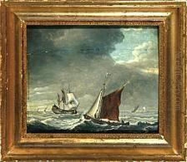 Two Marines With Sailing Ships On Open Sea - view 1