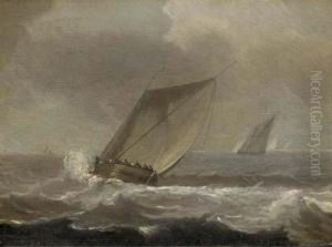 Barges In A Stiff Breeze by Jan Porcellis
