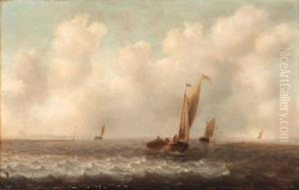 A Dutch Kaag And Other Shipping In Choppy Seas - view 1