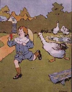 The Gander chases teasing Georgie by Charles R. Dowell