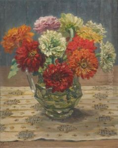 Vase Fleuri De Zinnias