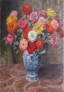 Zinnias by Oswald Poreau