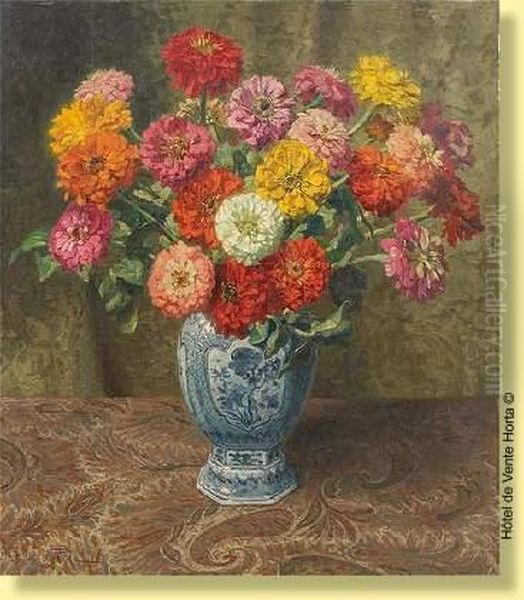 Vase Fleuri De Zinnias - view 1