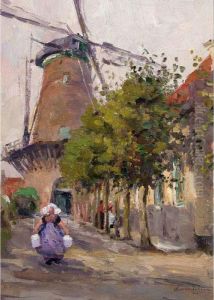 A View Of A Windmill, Goes by Oswald Poreau