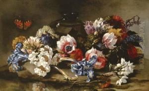 Lilacs, Roses, Irises And Other Flowers by Paolo Porpora