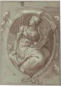 Design For A Decorative Panel With An Allegorical Figure Of Music by Giuseppe Salviati