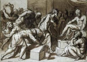 The Queen Of Sheba Presenting Gifts To King Solomon by Giuseppe Salviati
