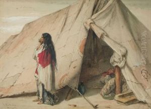 Zigeunerin Vor Ihrem Zelt by Jean-Francois Portaels