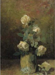 Still Life With Yellow Roses In A Vase by Charles Ethan Porter