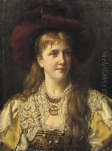Elegant Lady Wearing A Pearl Necklace