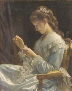 A Young Beauty In Blue: Hortence Portielje, The Daughter Of Theartist by Jan Frederik Pieter Portielje
