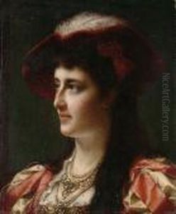 A Young Beauty In A Feathered Hat