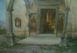Kirchenportal. Unten Links Signiert Felix Possart by Felix Possart