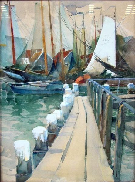 Bootssteg Mit Ankernden Segelbooten - view 1