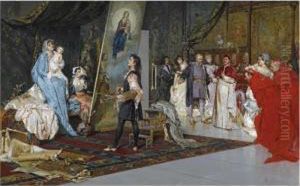Raphael In His Studio, Painting La Madonna Di Foligno by Salvatore Postiglione