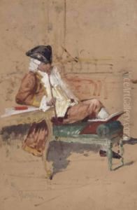 Sitzender Herr Mit Buch In Rokoko-kleidung by Salvatore Postiglione