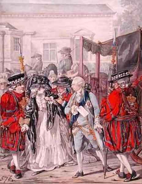 Margaret Nicholson Attempting to Assassinate His Majesty George III 1738-1820 at the Garden Entrance of St Jamess Palace - view 1