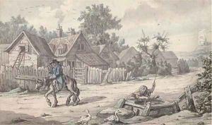 A traveller on a country lane by Robert Dighton