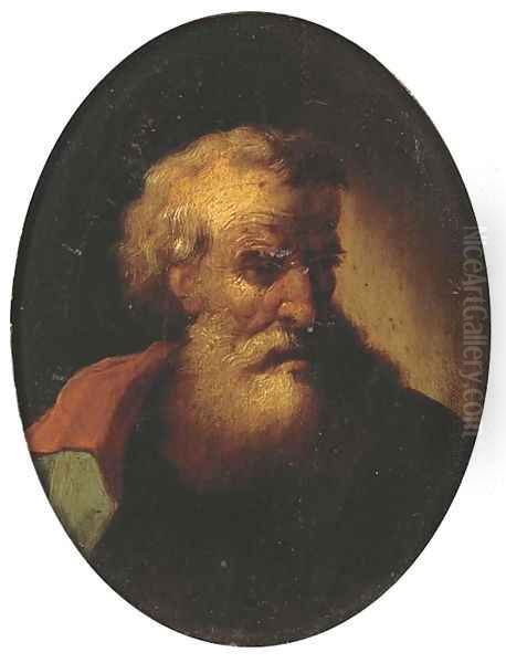 A bearded man, bust-length, in a red cloak - view 1