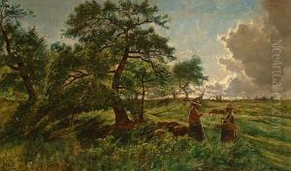 Peasants In A Landscape With Sheep. - view 1