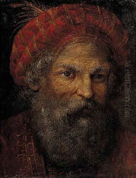 Portrait of a bearded gentleman, bust-length, wearing an embroidered hat and jerkin - view 1