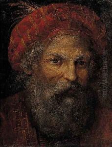 Portrait of a bearded gentleman, bust-length, wearing an embroidered hat and jerkin