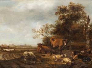 Pastoralt Landskap Med Herde Och Getter by Paulus Potter