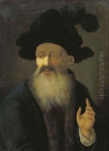 An old man in a blue fur-lined coat
