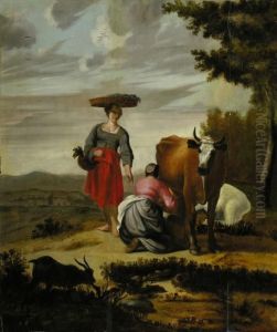 Magde Beim Melken by Paulus Potter