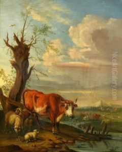 Landskap Med Kor Och Far by Paulus Potter