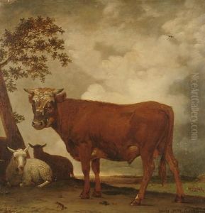 A Bull And Sheep In A Landscape by Paulus Potter