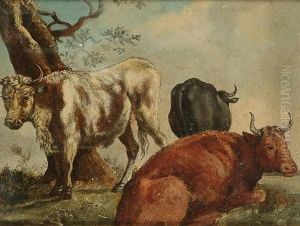 Three Bulls In A Landscape by Paulus Potter