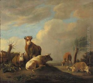 Cattle And Sheep In A Meadow by Paulus Potter