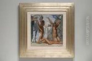 Study Of Amazonian Women And Horses by Eugene Robert Pougheon