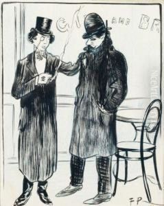 Dans Le Cafe by Francisque Poulbot