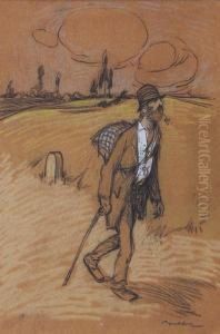 Traveller On An Open Road by Francisque Poulbot