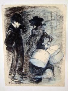 Femme Aux Cartons A Chapeaux by Francisque Poulbot