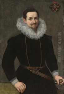 Portrait Of A Bearded Gentleman, Half Length, Wearing A Black Doublet And White Ruff