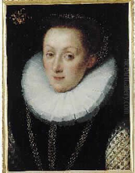 Le Jeune Portrait D'une Jeune Femme De La Famille Dointerp Portant Une Fraise - view 1