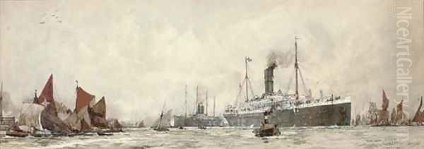 The R.M.S. Orontes outward-bound on her maiden voyage, 24th October, 1902 - view 1
