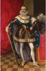 Portrait En Pied D'henri Iv En Armure Et Portant Le Collier Del'ordre Du Saint-esprit