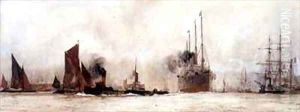 On the Thames Gravesend by Charles Edward Dixon