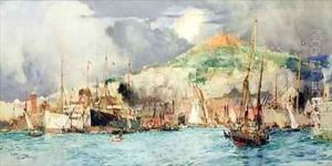 Shipping in Naples by Charles Edward Dixon