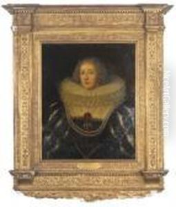 Portrait Of Henriette De 
Joyeuse, Bust-length, In A Black And Golddress With White Lace Collar 
And Pearls by Frans Pourbus the younger
